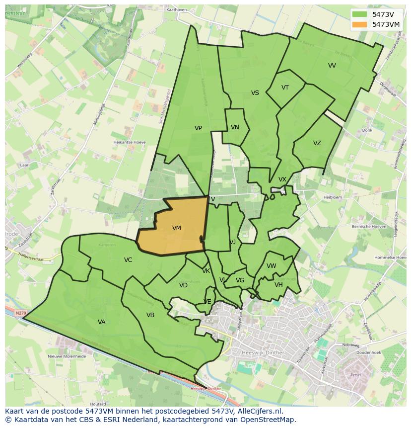 Afbeelding van het postcodegebied 5473 VM op de kaart.