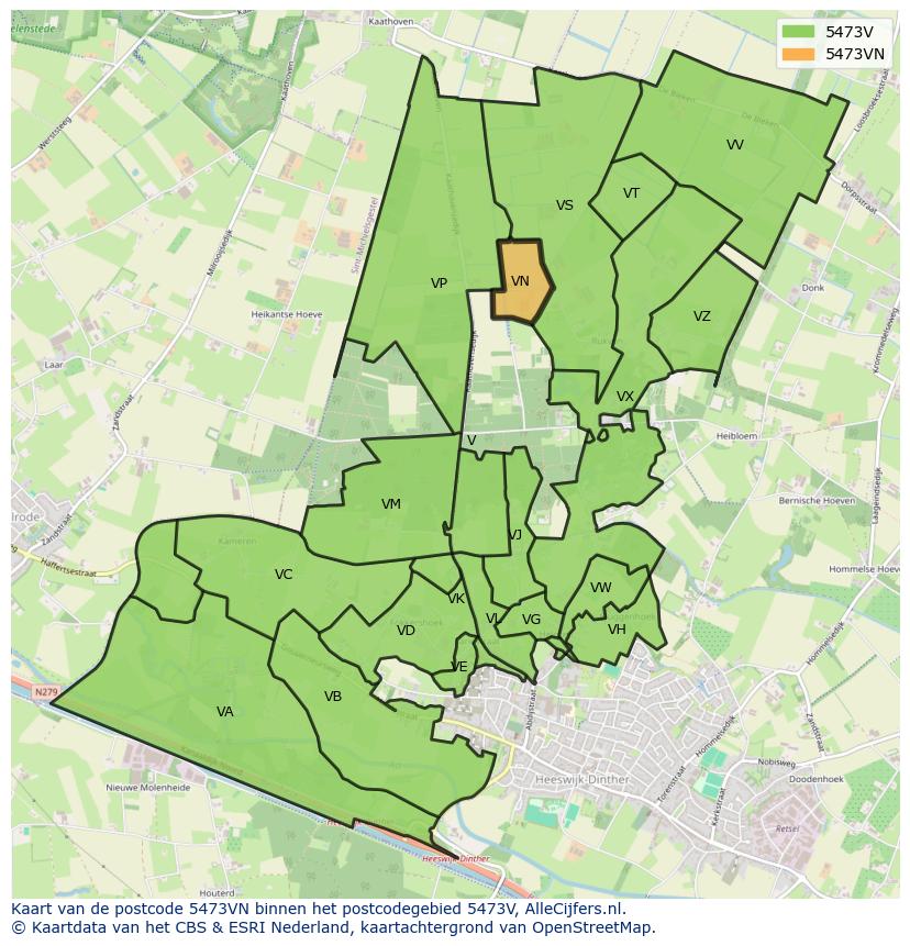 Afbeelding van het postcodegebied 5473 VN op de kaart.
