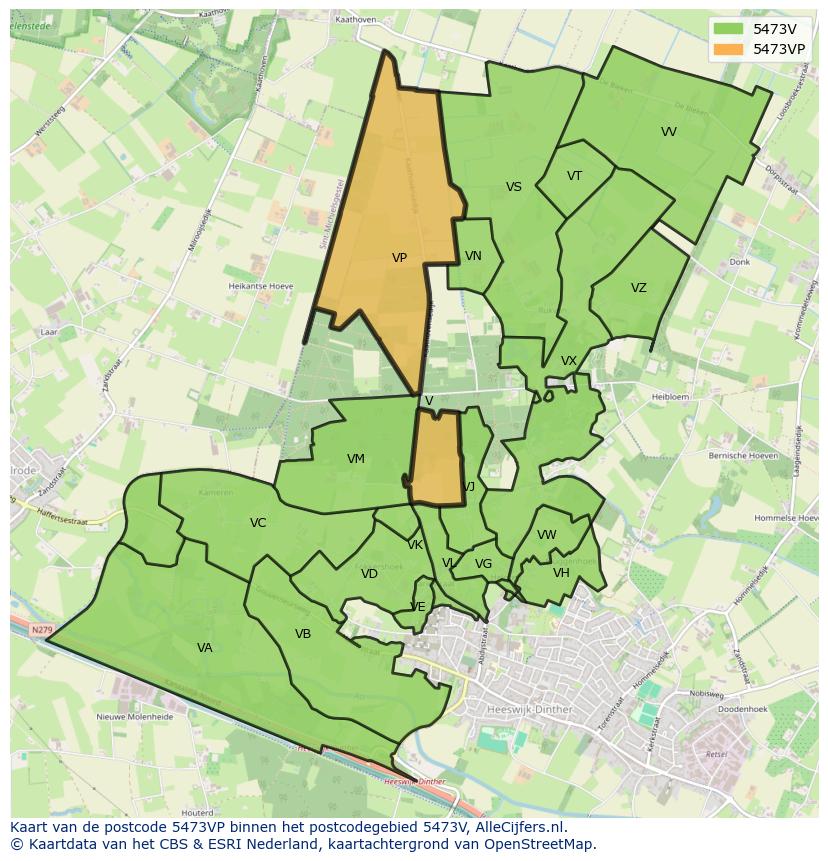 Afbeelding van het postcodegebied 5473 VP op de kaart.