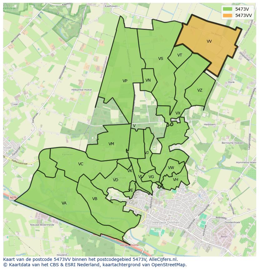 Afbeelding van het postcodegebied 5473 VV op de kaart.