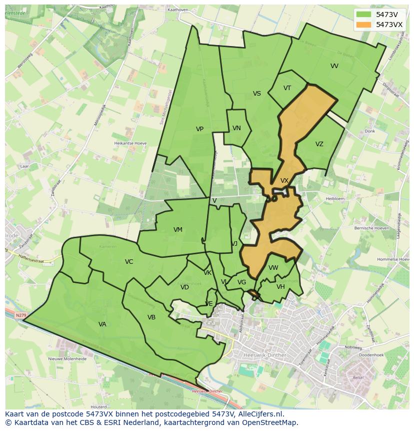 Afbeelding van het postcodegebied 5473 VX op de kaart.