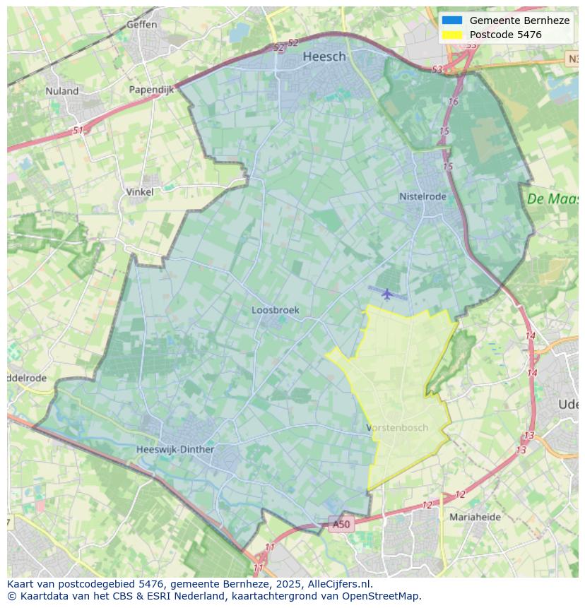 Afbeelding van het postcodegebied 5476 op de kaart.