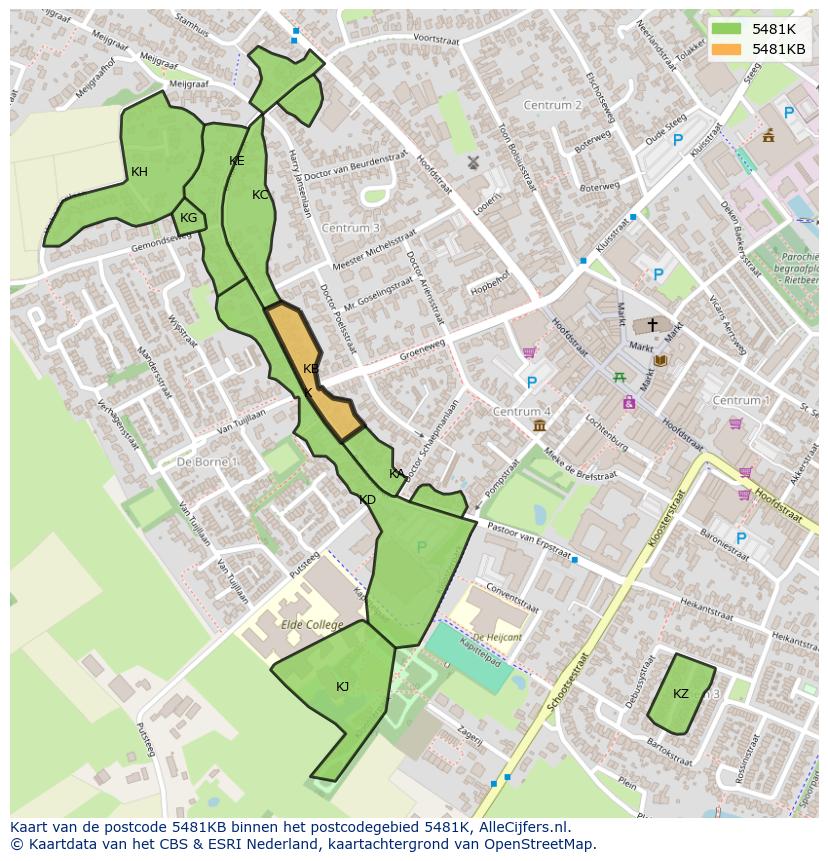Afbeelding van het postcodegebied 5481 KB op de kaart.