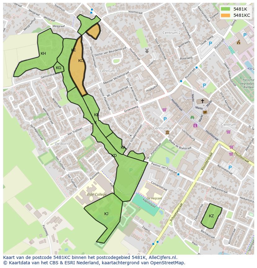 Afbeelding van het postcodegebied 5481 KC op de kaart.