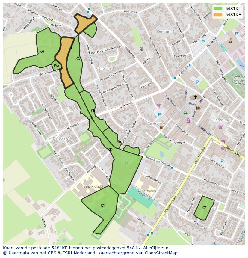 Afbeelding van het postcodegebied 5481 KE op de kaart.