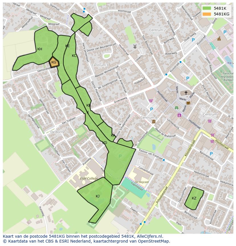 Afbeelding van het postcodegebied 5481 KG op de kaart.