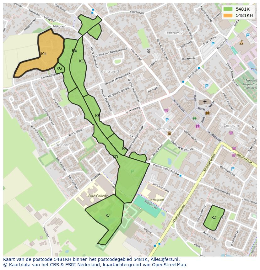 Afbeelding van het postcodegebied 5481 KH op de kaart.