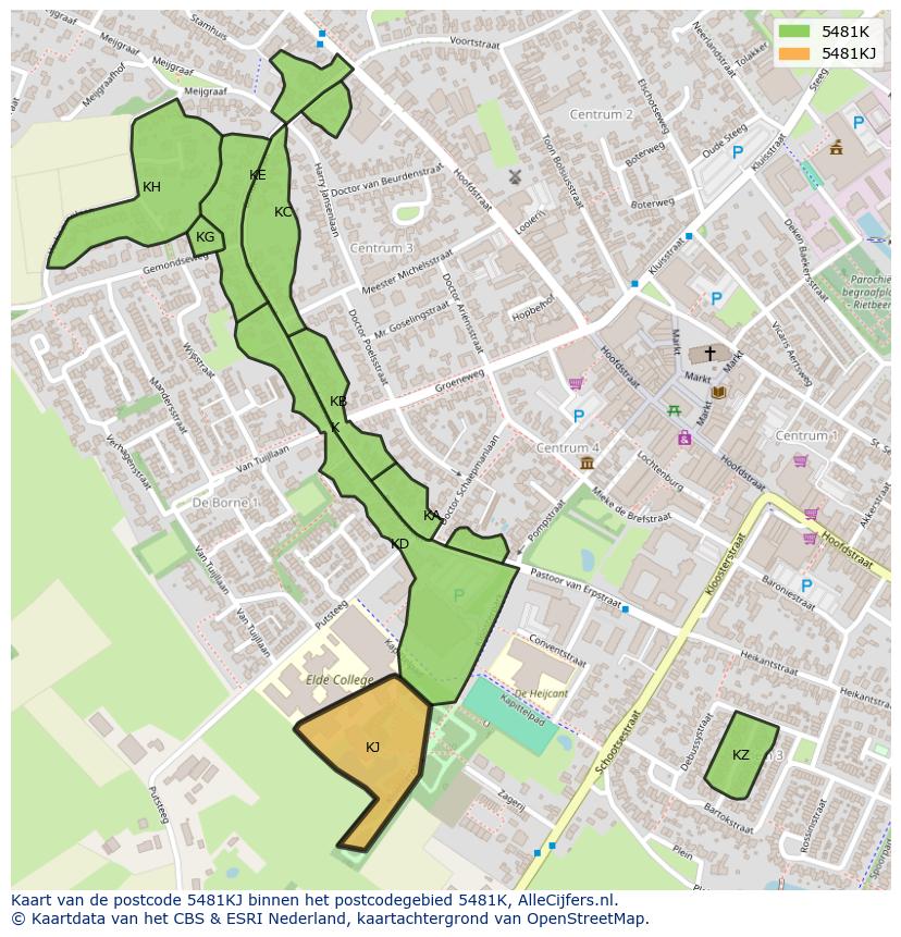 Afbeelding van het postcodegebied 5481 KJ op de kaart.