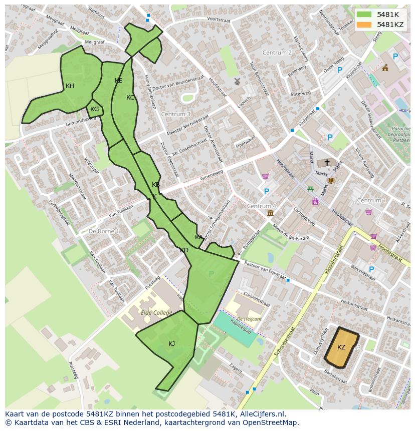 Afbeelding van het postcodegebied 5481 KZ op de kaart.