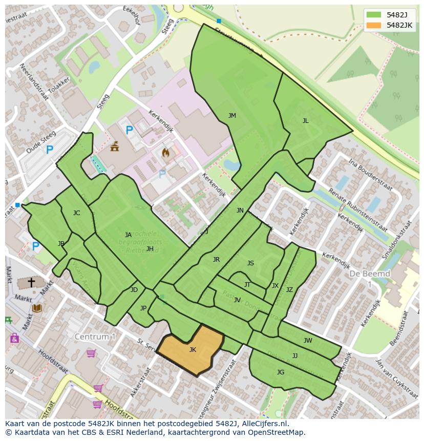 Afbeelding van het postcodegebied 5482 JK op de kaart.