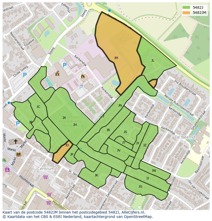 Afbeelding van het postcodegebied 5482 JM op de kaart.