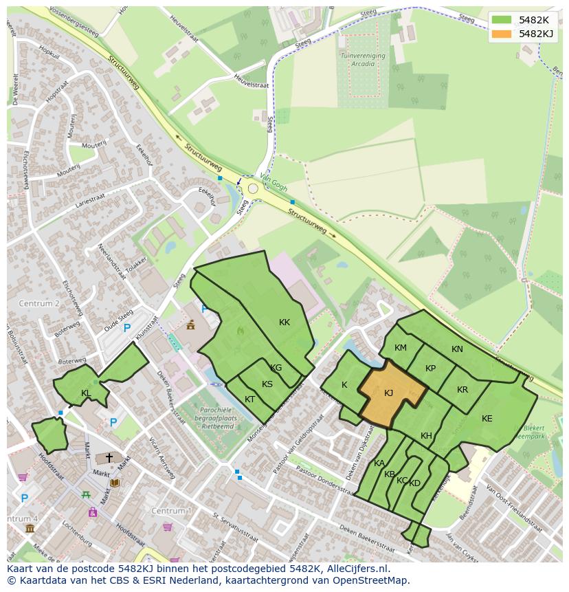 Afbeelding van het postcodegebied 5482 KJ op de kaart.
