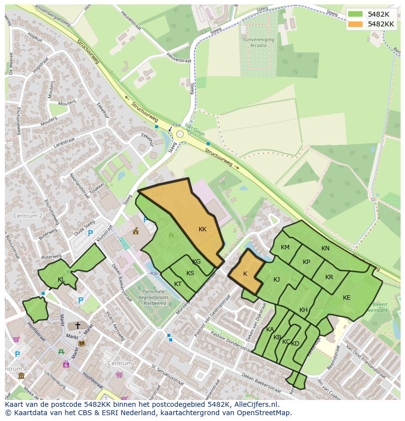 Afbeelding van het postcodegebied 5482 KK op de kaart.