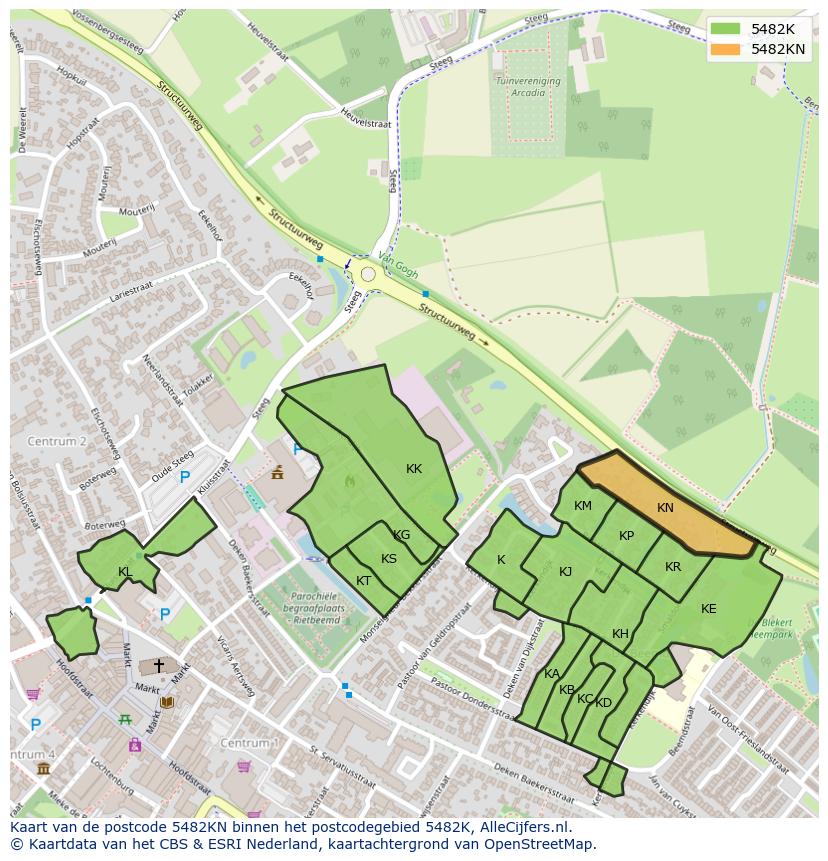 Afbeelding van het postcodegebied 5482 KN op de kaart.