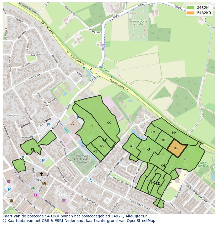 Afbeelding van het postcodegebied 5482 KR op de kaart.