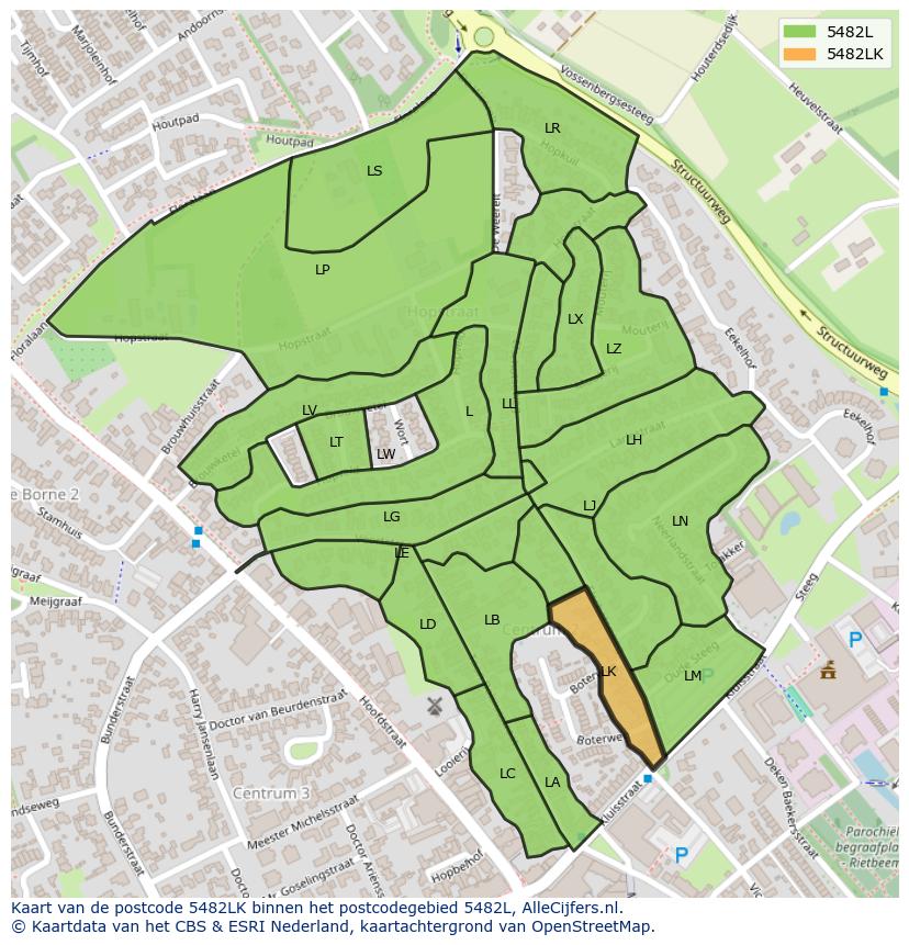 Afbeelding van het postcodegebied 5482 LK op de kaart.