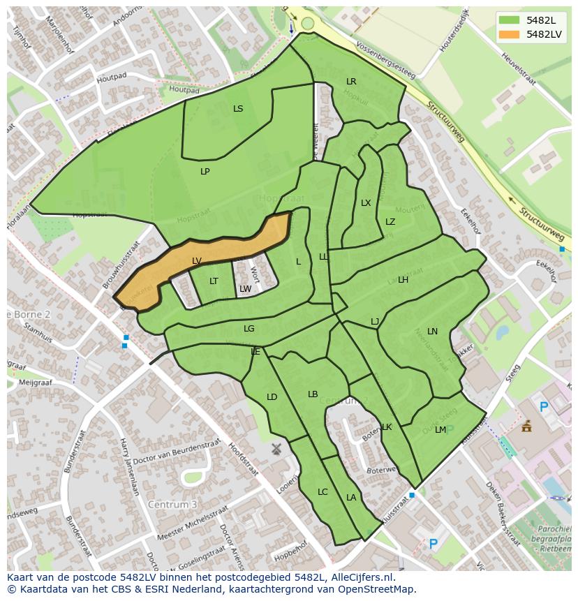 Afbeelding van het postcodegebied 5482 LV op de kaart.