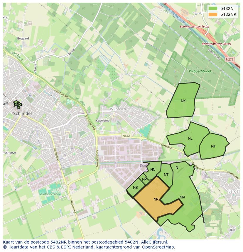 Afbeelding van het postcodegebied 5482 NR op de kaart.