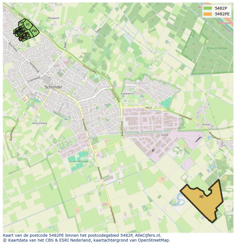 Afbeelding van het postcodegebied 5482 PE op de kaart.