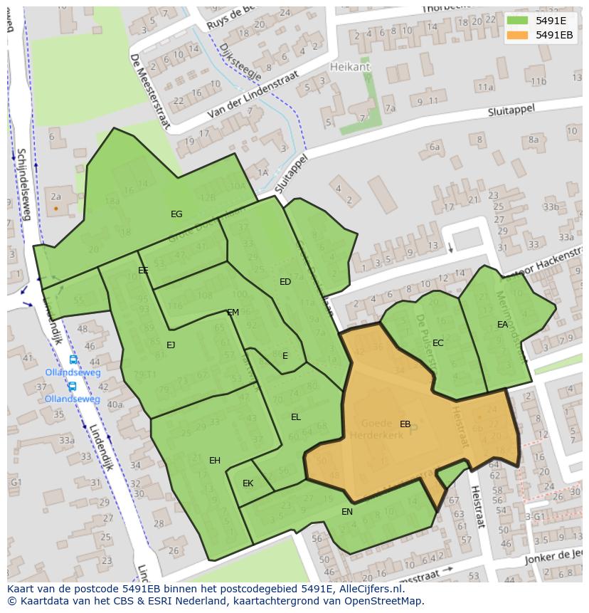 Afbeelding van het postcodegebied 5491 EB op de kaart.