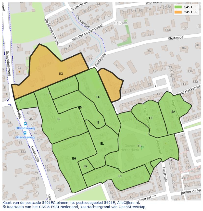 Afbeelding van het postcodegebied 5491 EG op de kaart.