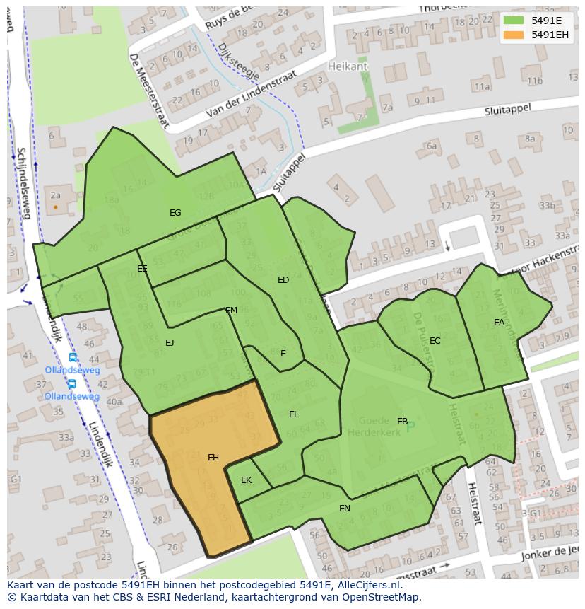 Afbeelding van het postcodegebied 5491 EH op de kaart.