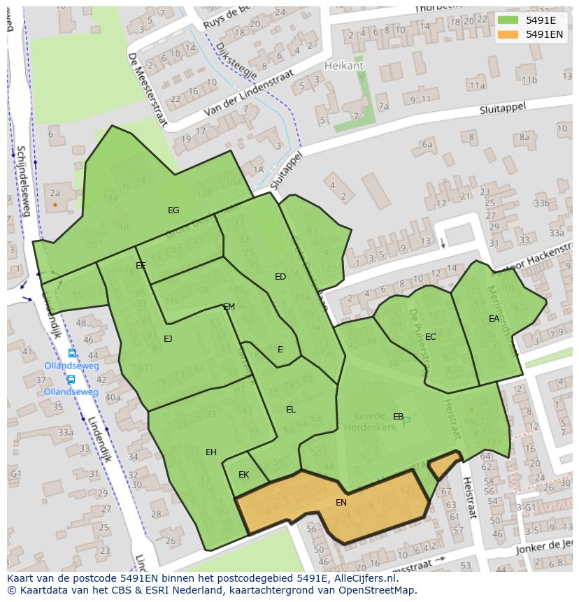 Afbeelding van het postcodegebied 5491 EN op de kaart.