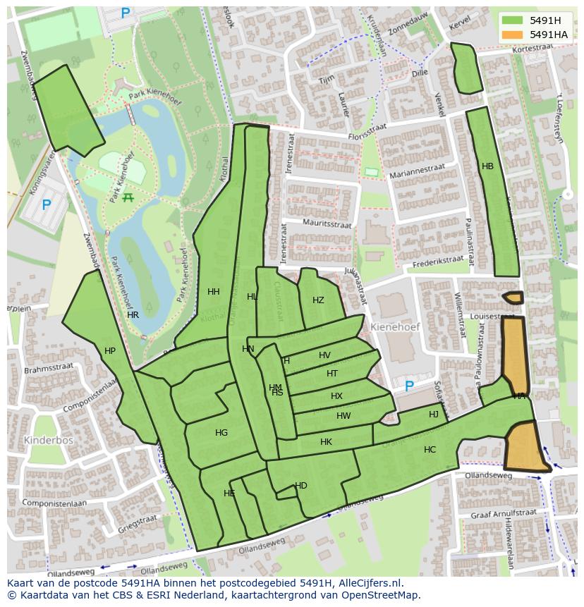 Afbeelding van het postcodegebied 5491 HA op de kaart.
