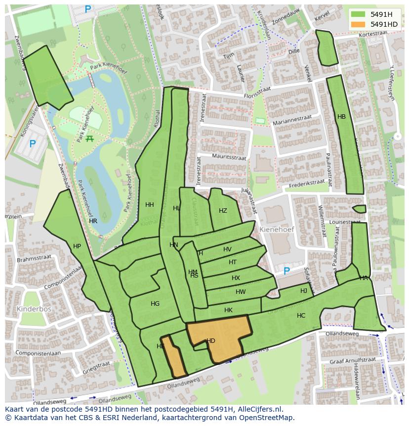 Afbeelding van het postcodegebied 5491 HD op de kaart.