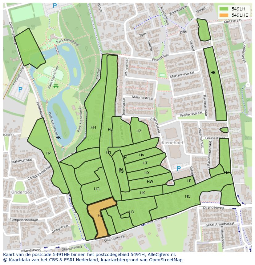 Afbeelding van het postcodegebied 5491 HE op de kaart.