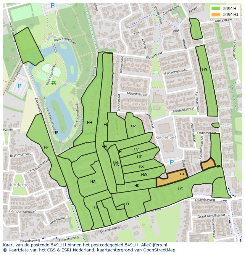 Afbeelding van het postcodegebied 5491 HJ op de kaart.
