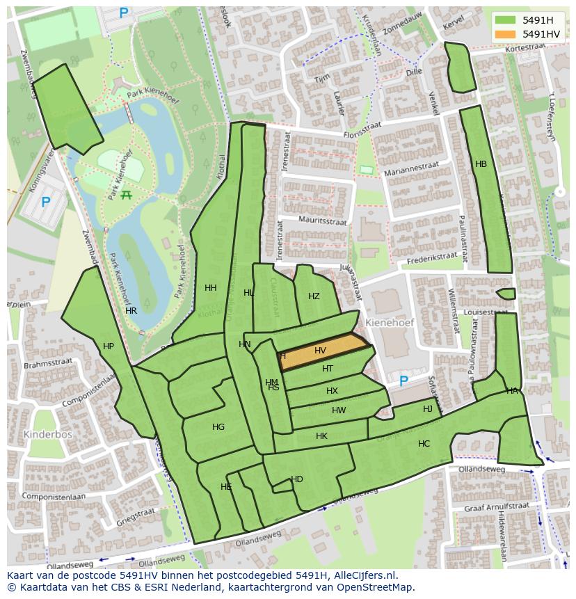 Afbeelding van het postcodegebied 5491 HV op de kaart.