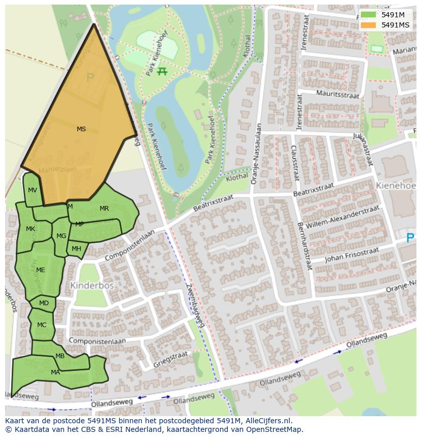 Afbeelding van het postcodegebied 5491 MS op de kaart.