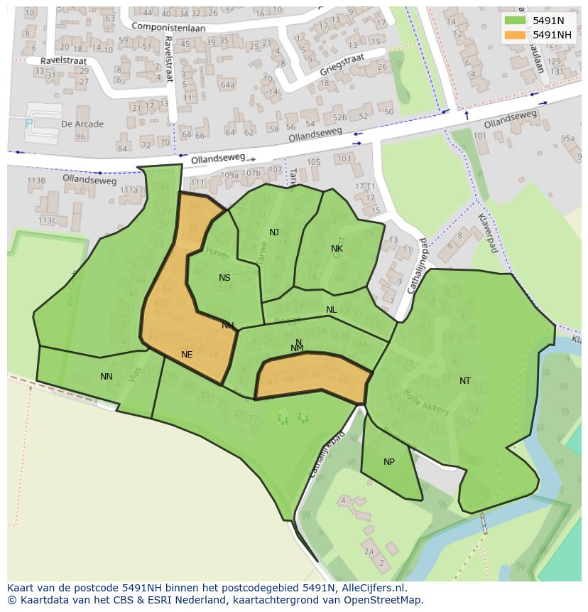 Afbeelding van het postcodegebied 5491 NH op de kaart.