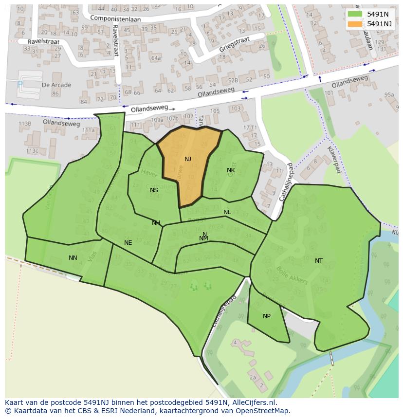 Afbeelding van het postcodegebied 5491 NJ op de kaart.