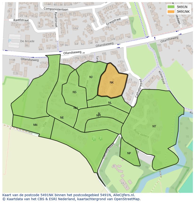 Afbeelding van het postcodegebied 5491 NK op de kaart.