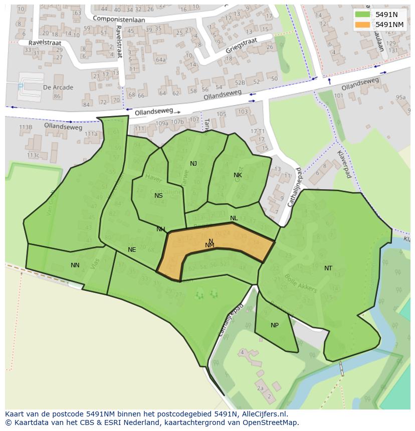 Afbeelding van het postcodegebied 5491 NM op de kaart.