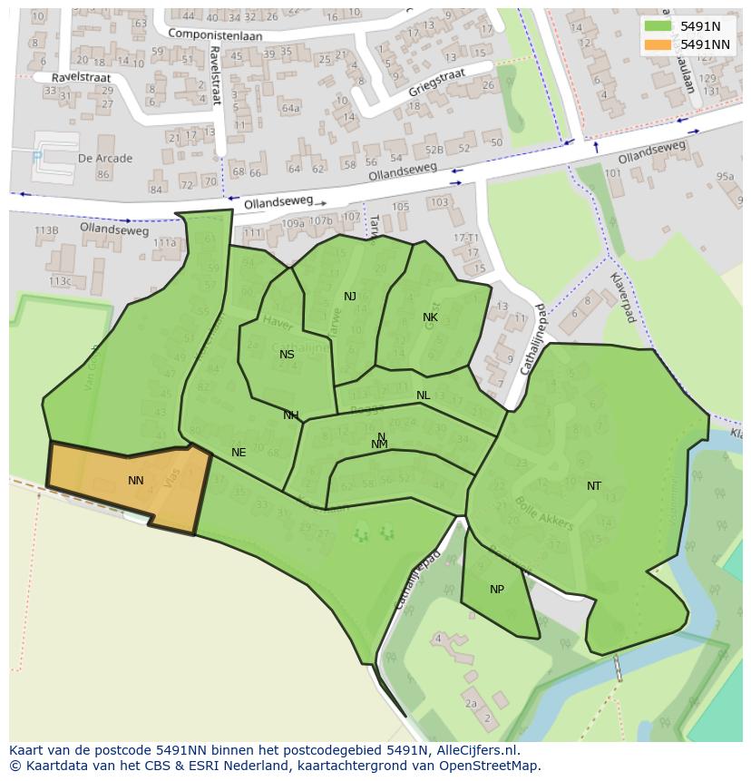 Afbeelding van het postcodegebied 5491 NN op de kaart.