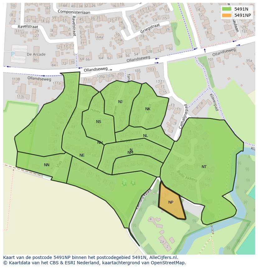 Afbeelding van het postcodegebied 5491 NP op de kaart.