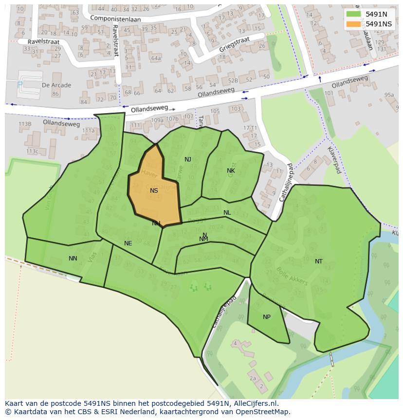 Afbeelding van het postcodegebied 5491 NS op de kaart.