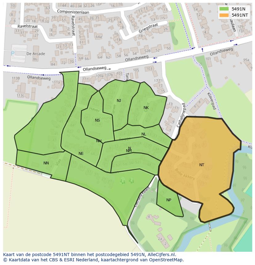 Afbeelding van het postcodegebied 5491 NT op de kaart.