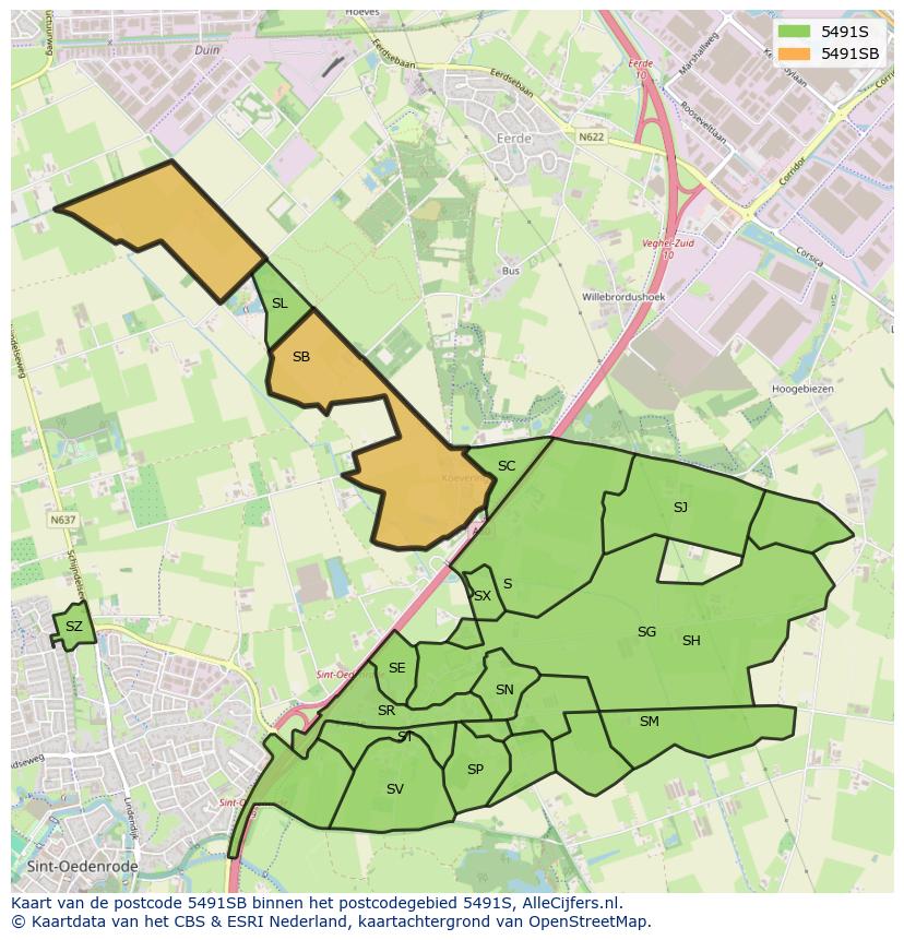 Afbeelding van het postcodegebied 5491 SB op de kaart.