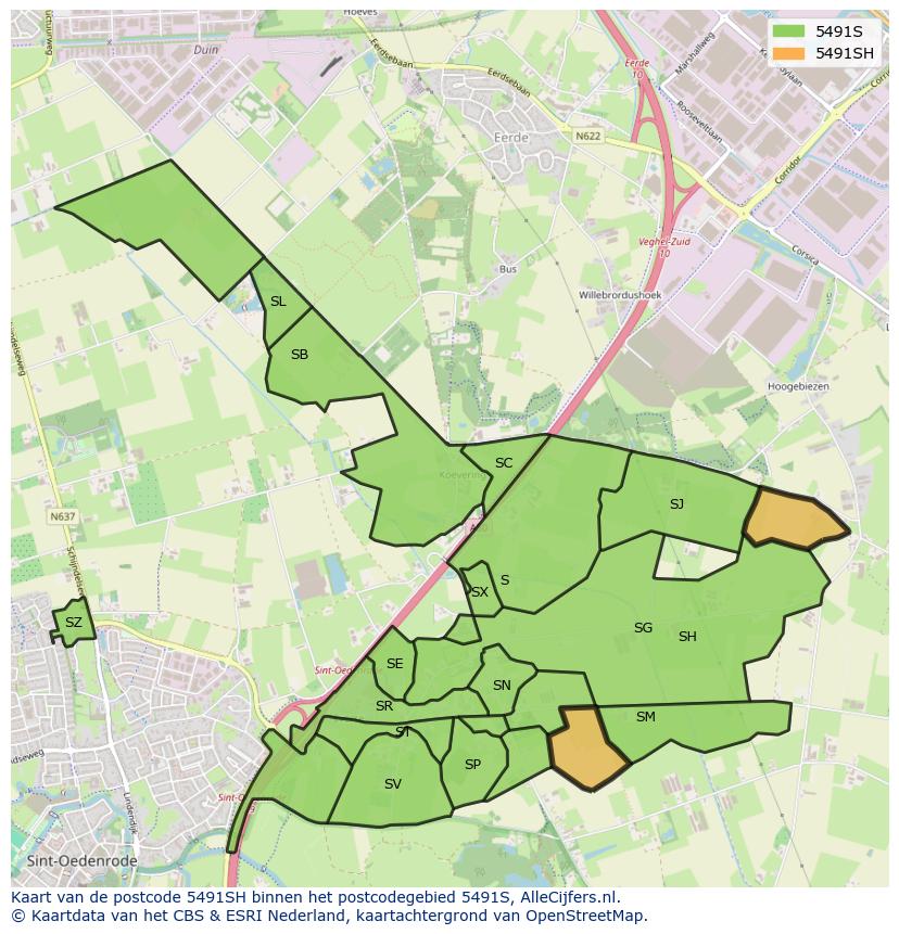 Afbeelding van het postcodegebied 5491 SH op de kaart.