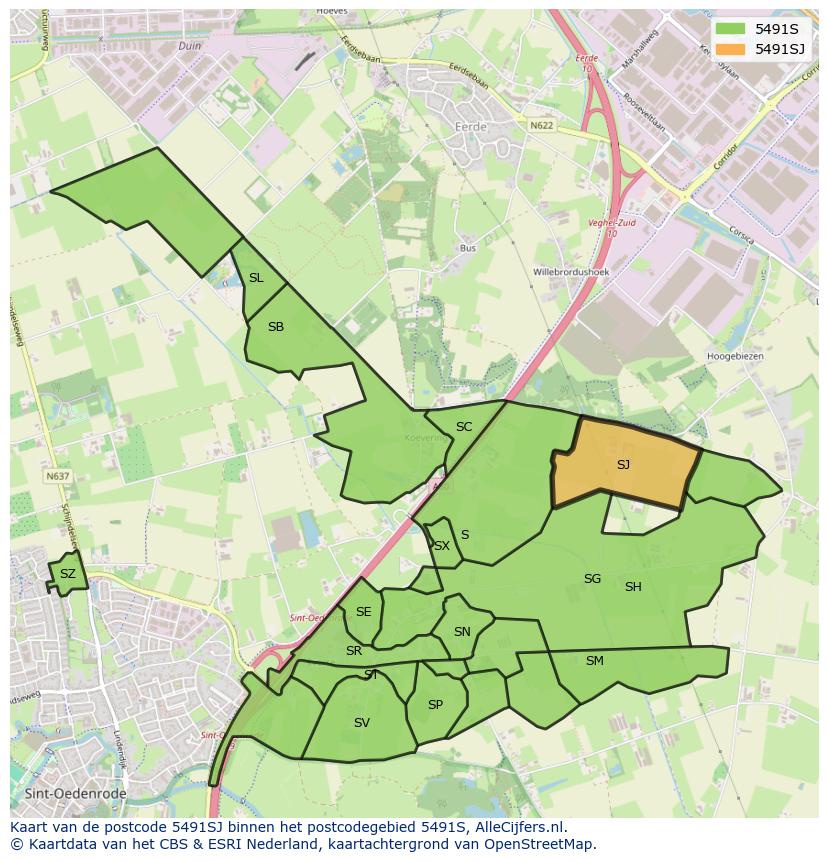 Afbeelding van het postcodegebied 5491 SJ op de kaart.