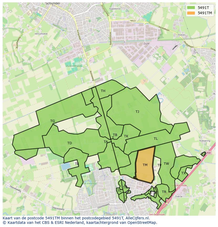 Afbeelding van het postcodegebied 5491 TM op de kaart.