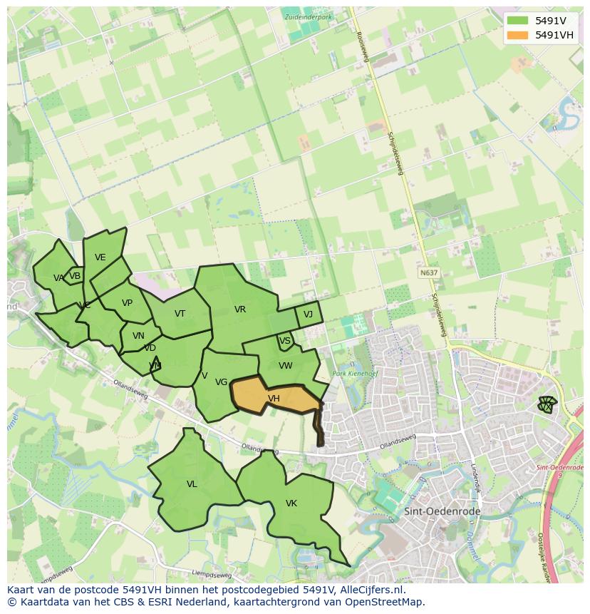 Afbeelding van het postcodegebied 5491 VH op de kaart.