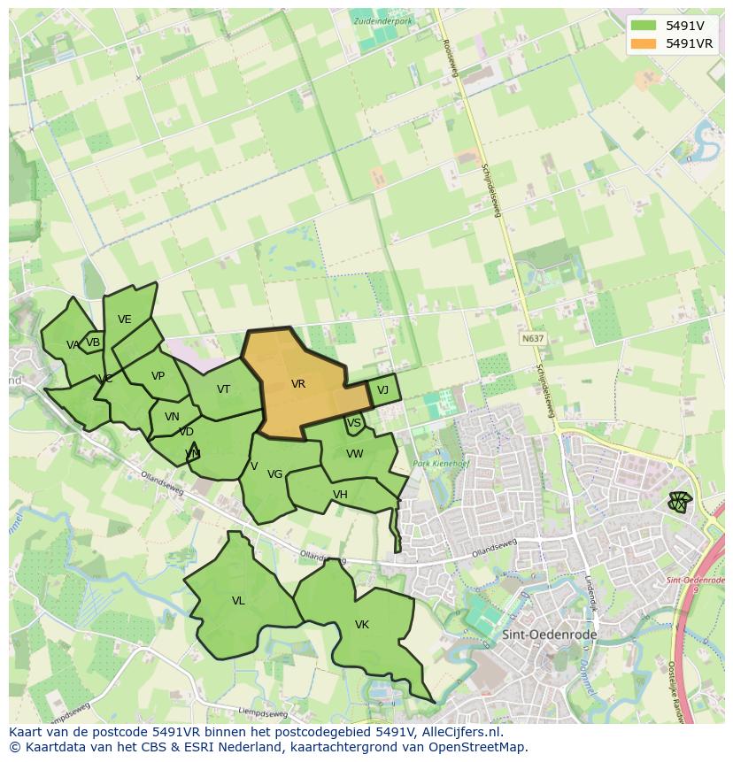 Afbeelding van het postcodegebied 5491 VR op de kaart.