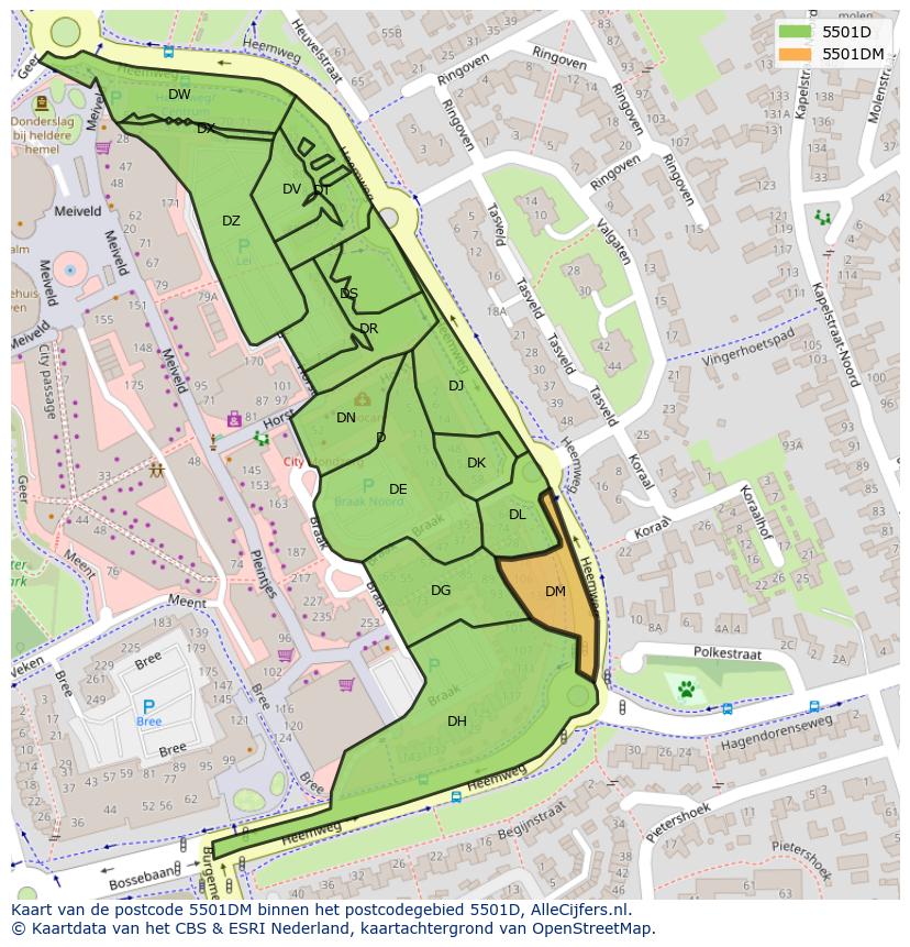 Afbeelding van het postcodegebied 5501 DM op de kaart.