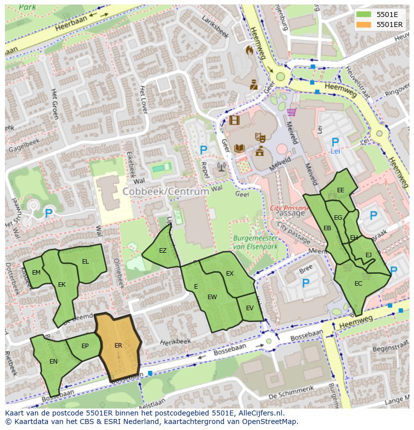 Afbeelding van het postcodegebied 5501 ER op de kaart.