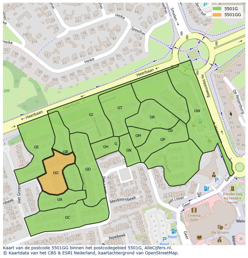 Afbeelding van het postcodegebied 5501 GG op de kaart.